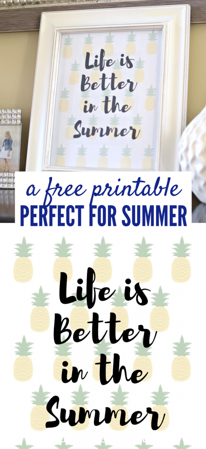 This cute pineapple printable is free to download and comes in 2 different sizes! Simply print it off and add some cheer to your home! Click to get it!