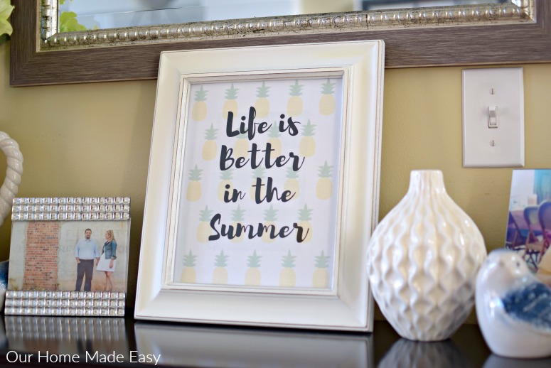 Life is better in the summer pineapple printable in a simple white frame