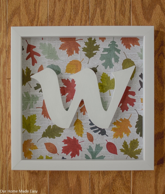 1-Hour Fall Craft Ideas: this Fall monogrammed shadow box is an easy DIY you can use year after year