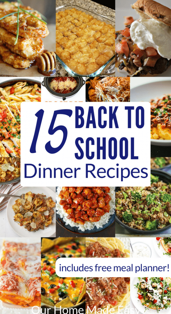 Here are 15 easy back to school dinner recipes! They also include a free meal planner to get your year on a good start! Click to see all 15 recipes!