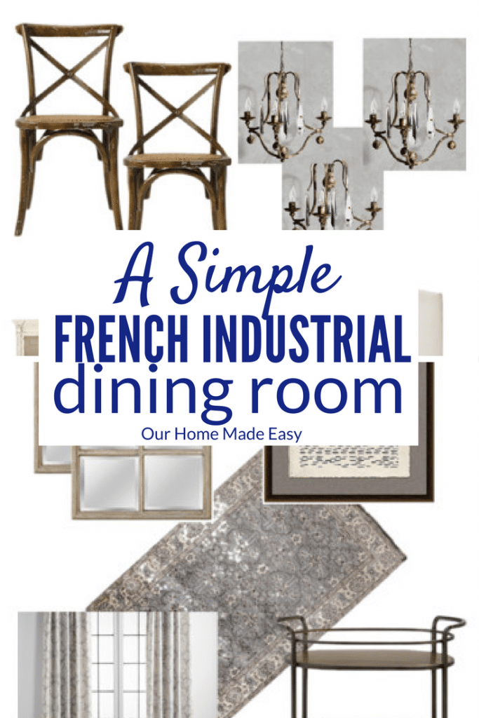 A simple French inspired dining room design! Click to see the natural wood classics with a touch of industrial design. Easy to create yourself!