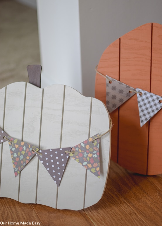 This cute plywood pumpkins will look perfect anywhere in your home as part of your fall decor