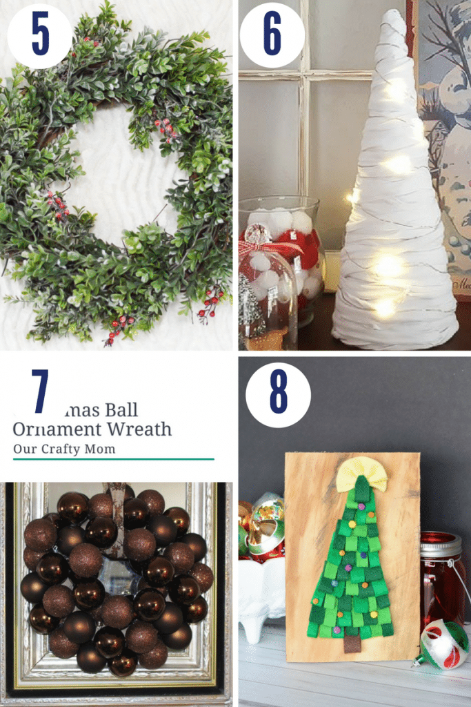 These easy Christmas crafts include wreaths and Christmas tree decor