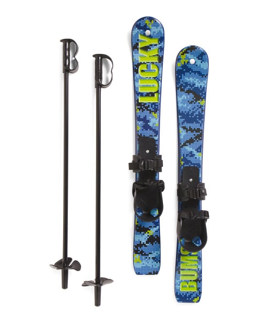 Get the kids ready to hit the slopes with these Beginner Plastic Skis with Poles