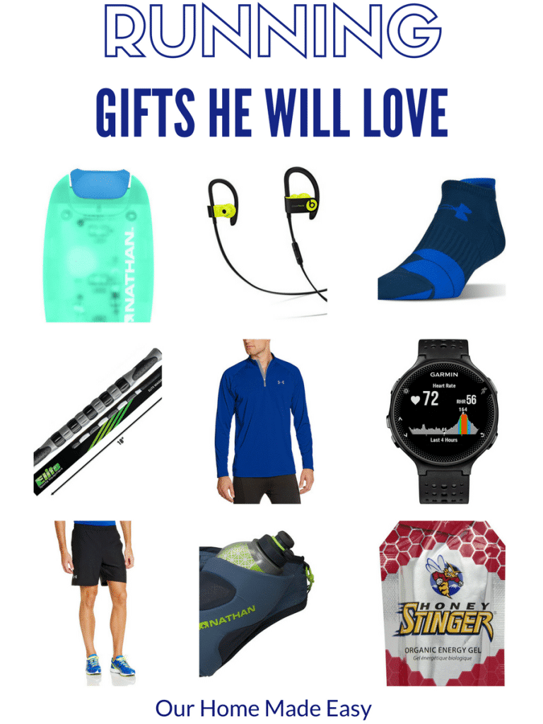 Know a guy who loves running? This runner gift guide was created for him! You'll find great basics, a splurge, and runner stocking stuffer ideas!