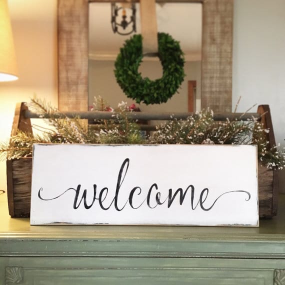 This farmhouse style Welcome home sign is perfect for any friend that loves farmhouse style