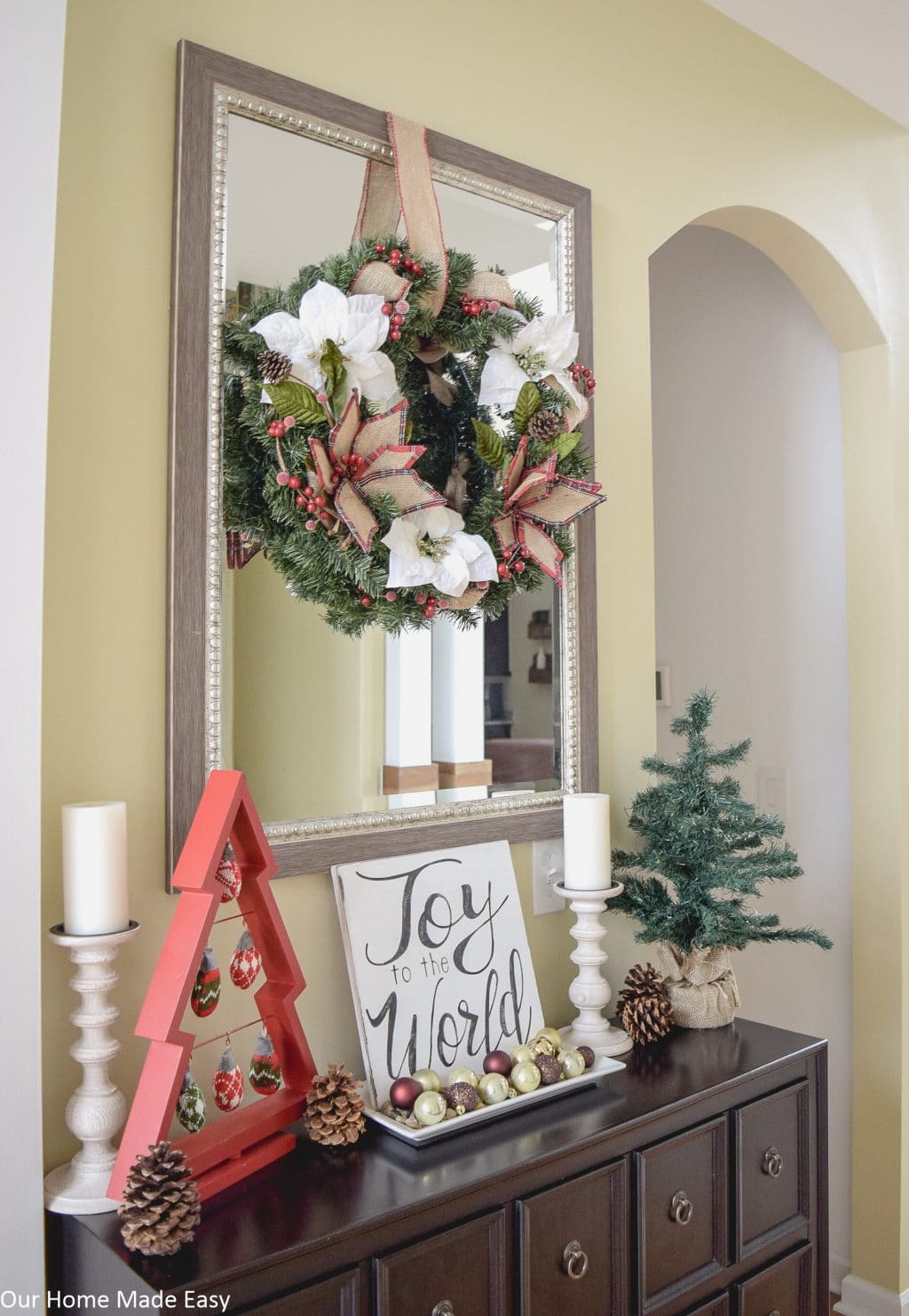 See the entire foyer decorated for Christmas!