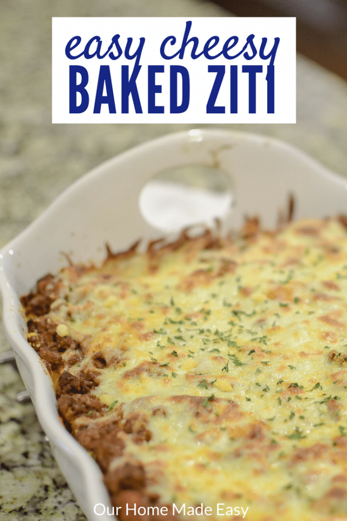 An easy baked ziti recipe that is a great Sunday night dinner!