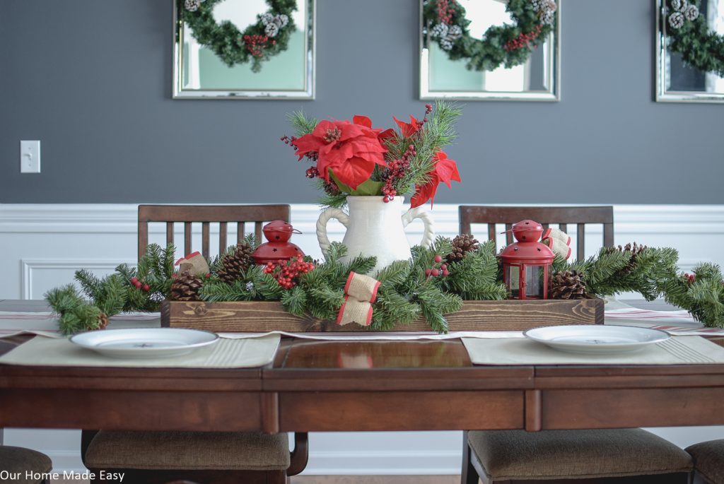 This wood serving tray is perfect for a holiday centerpiece