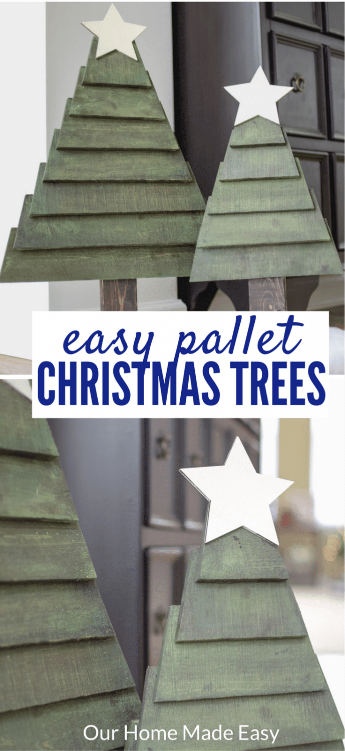 Make your own pallet Christmas trees quickly! You can paint them any color and add some fun decor! Click to see how to make them for yourself!