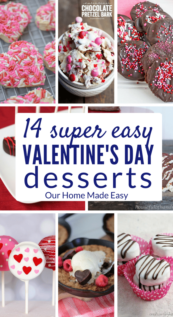 These 14 easy Valentine's Day desserts are perfect for the entire family! Make them quickly and serve just in time for Valentine's Day! Click to see all 14 easy Valentine's Day dessert recipes!