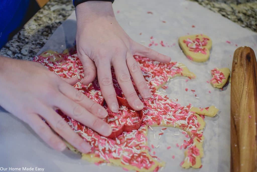 I used a heart shaped cookie cutter to make these simple Valentine's Day Sugar Cookies