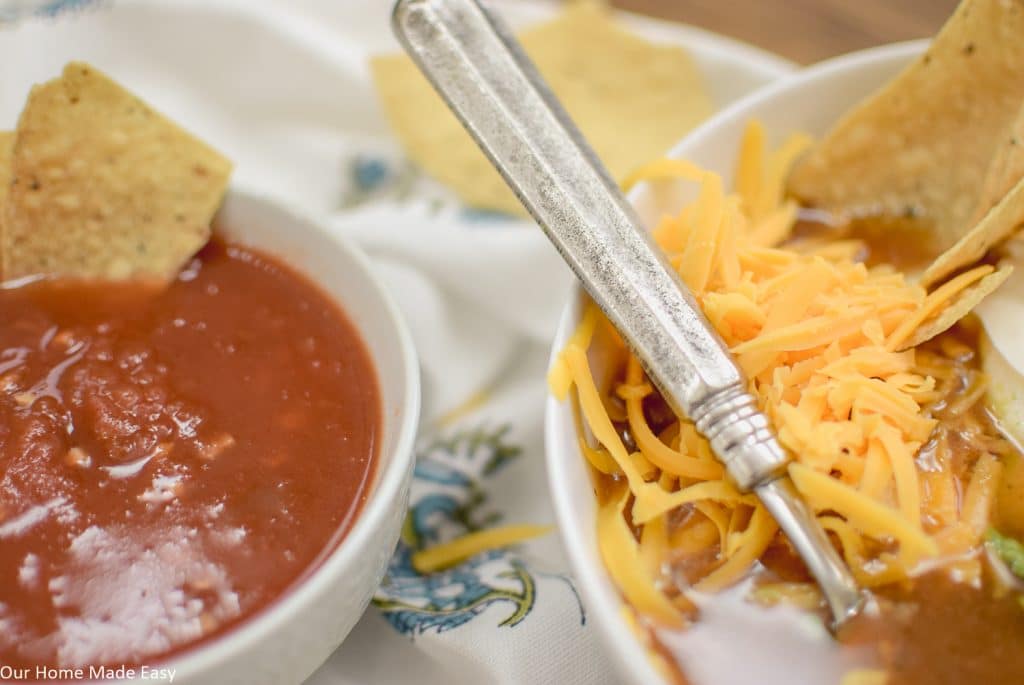 Serve this spicy tortilla soup with chips and salsa for a delicious, easy dinner