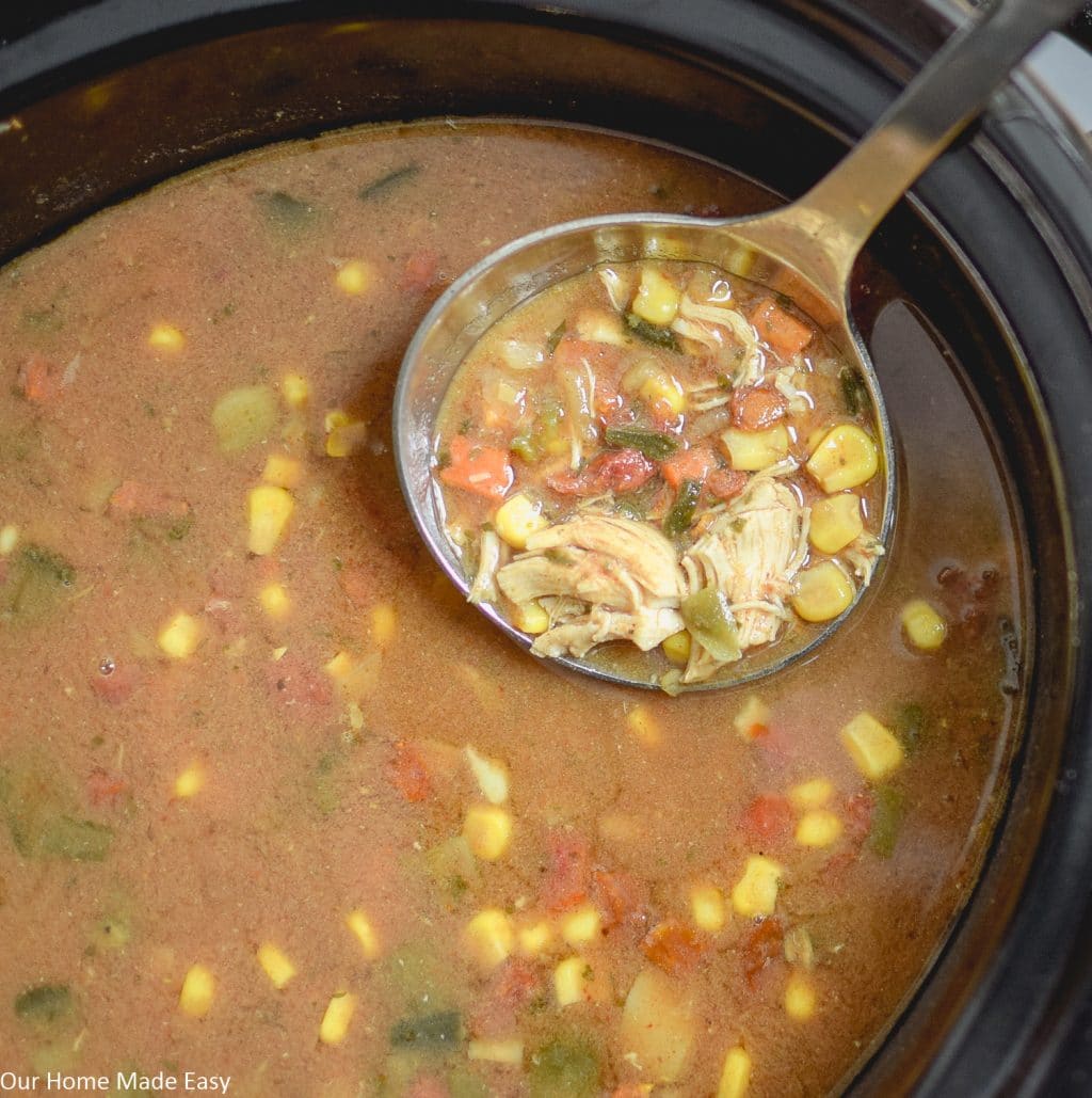 This slow cooker tortilla soup is a simple weeknight dinner that's packed with flavor