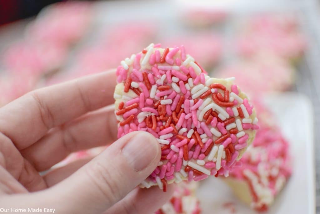 These sprinkle-covered sugar cookies are the perfect Valentine's day treat