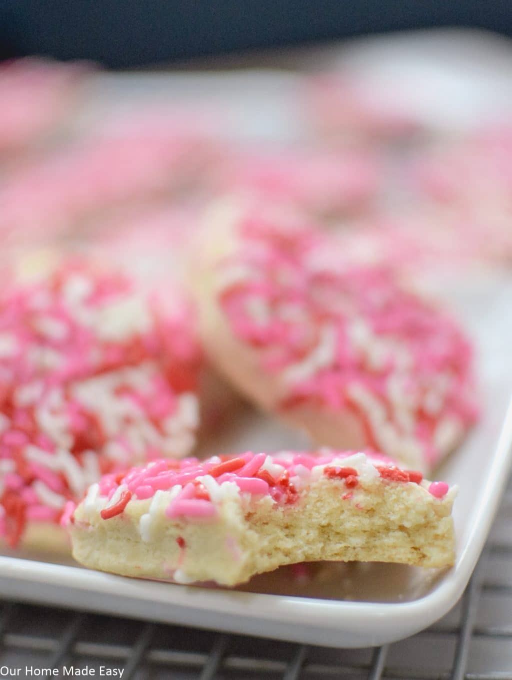 Soft and chewy sugar cookies covered in sweet Valentine's sprinkles is a perfect way to win someone's heart