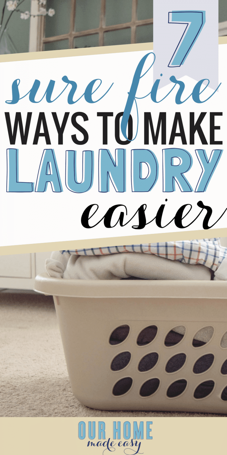 These 7 tips will help any busy family make laundry easier. Get organized with these tips to create a working system that works for your family! Includes a free laundry printable!