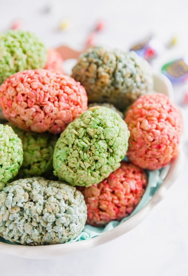 These colorful Easter Egg rice krispie treats are a fun take on a classic treat that's perfect for any Easter party