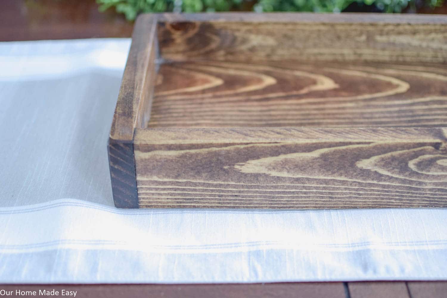 The base of this Spring centerpiece is a simple wood box. I chose one with a dark stain