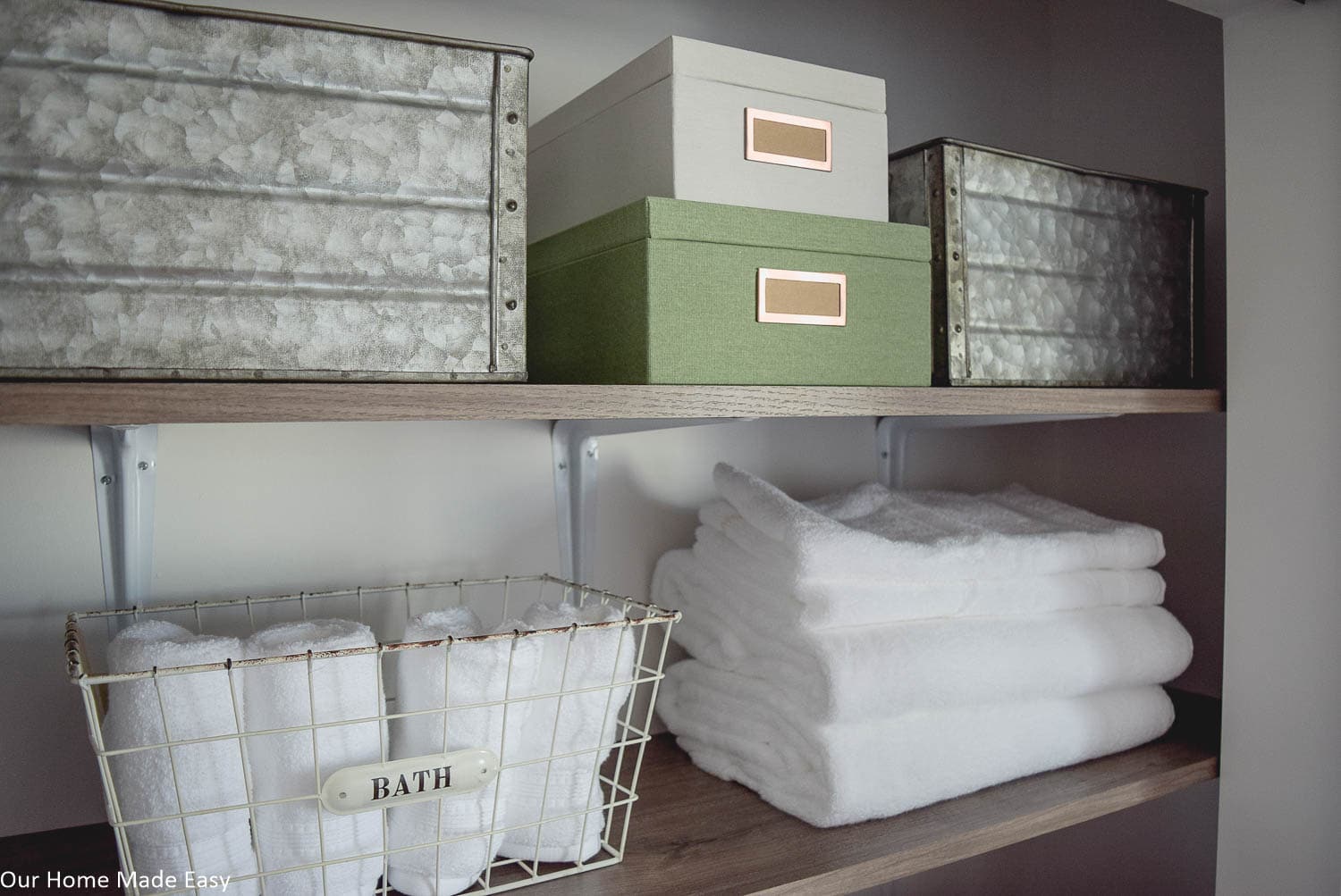 Open concept Linen Closet  Linen closet, Floating shelves bathroom, Bathroom  linen closet