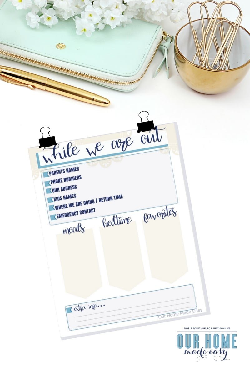 This free printable for your babysitter will give them all the information they need when you're out for date night