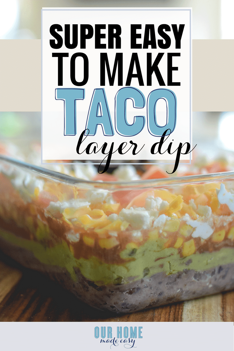 super easy 7 layer taco dip recipe that's perfect for parties