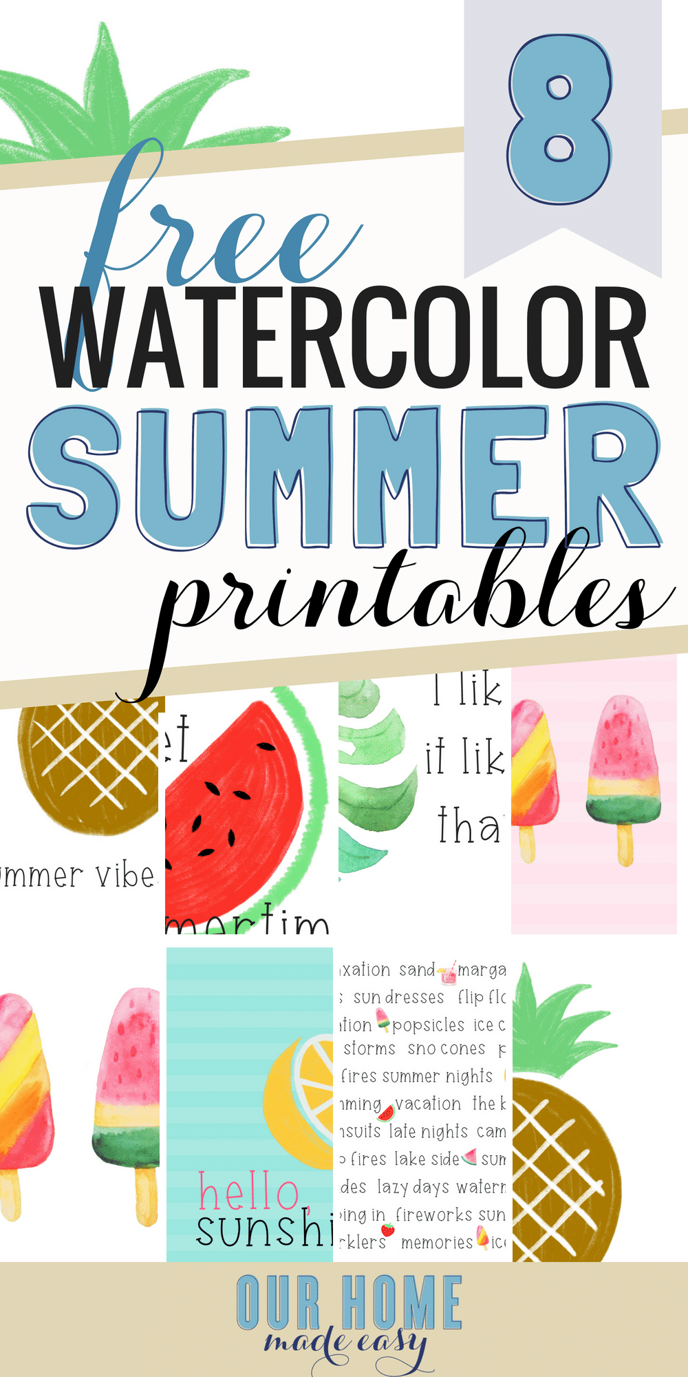 These free watercolor summer printables are the perfect vibe for summer decor