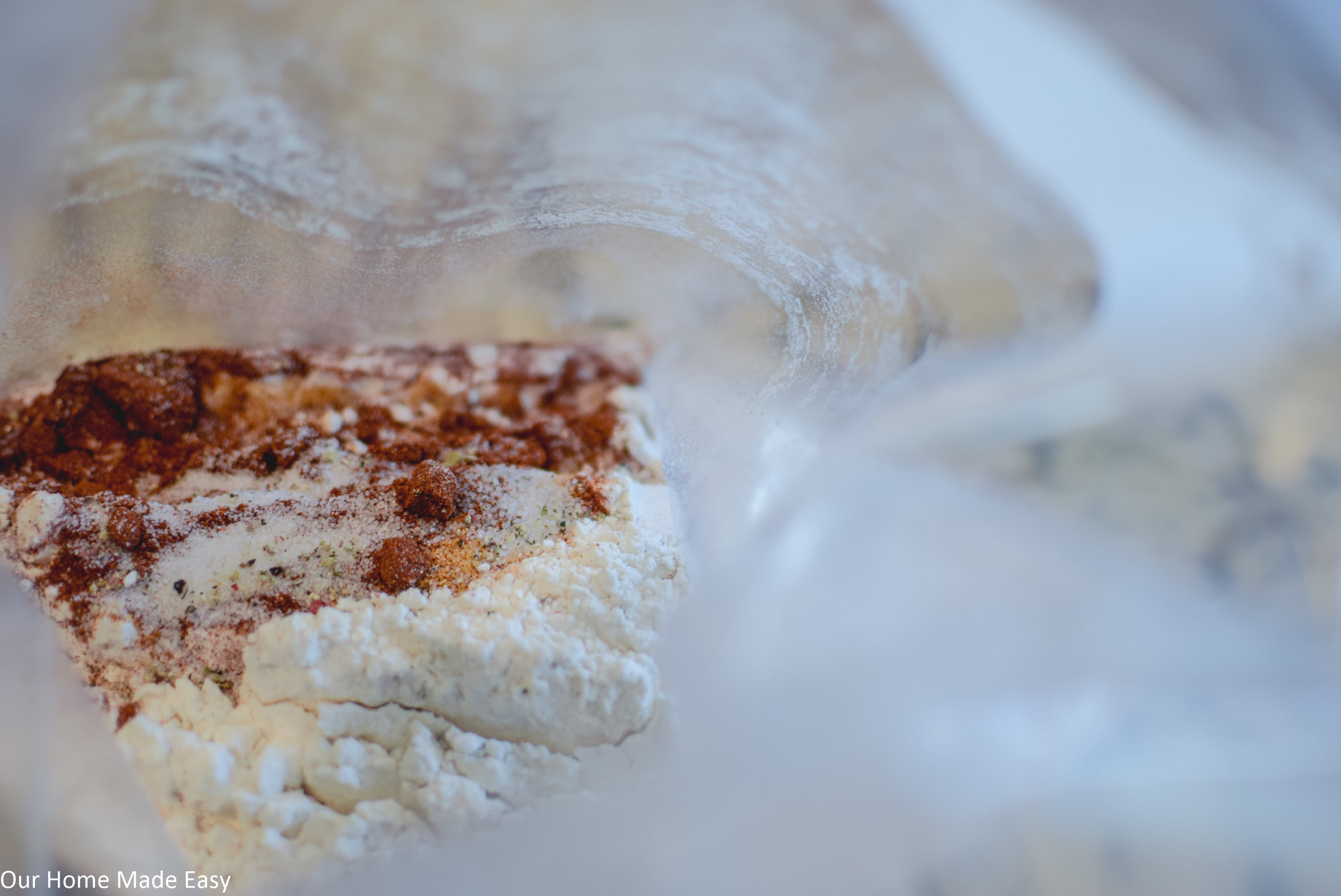 A flavorful mix of spices and flour make up the breading for this oven fried chicken recipe