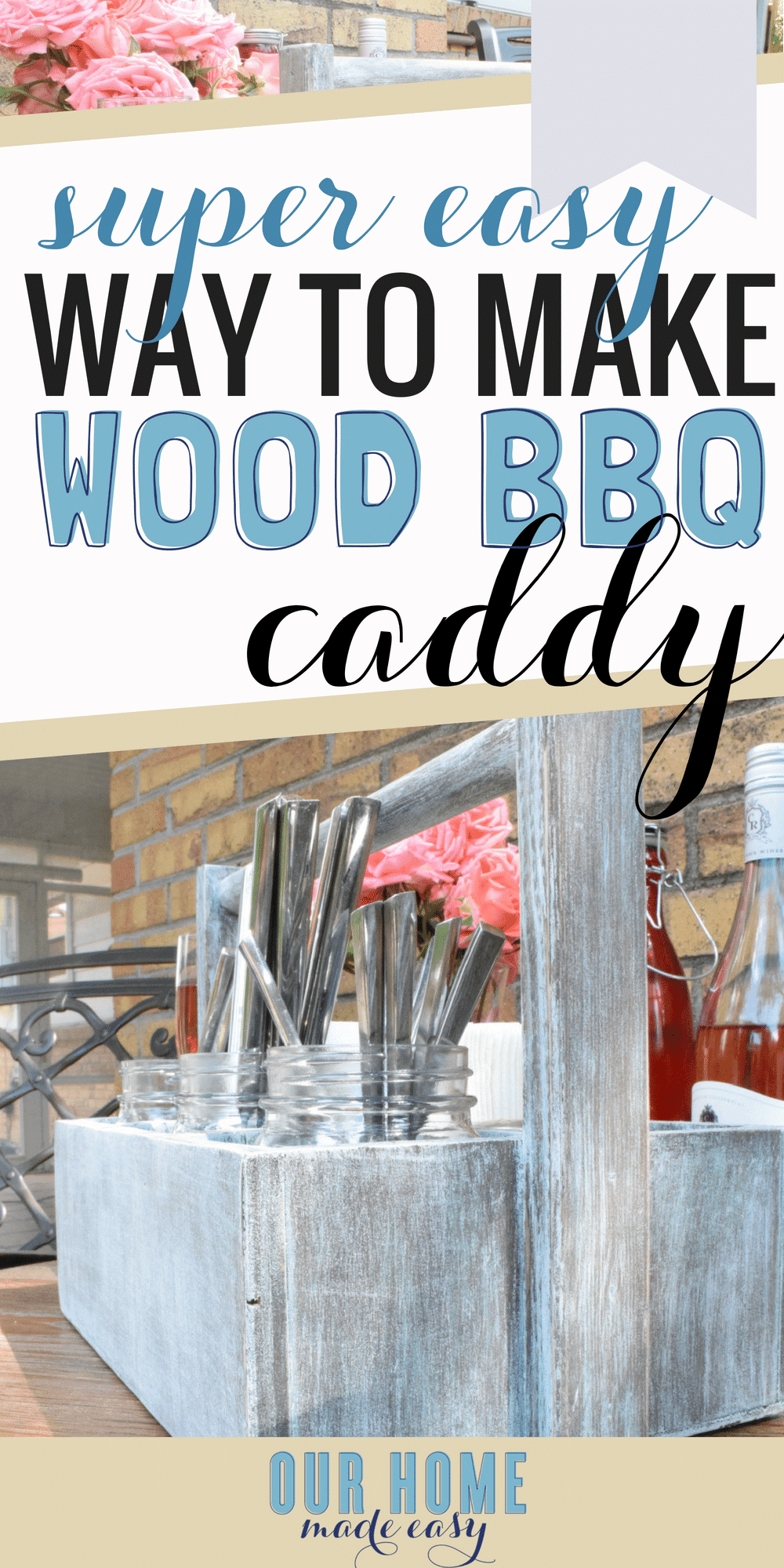 Make this DIY patio caddy for your just in time for your next BBQ or tailgate! It's perfect for combining function & style! Get all the steps here!