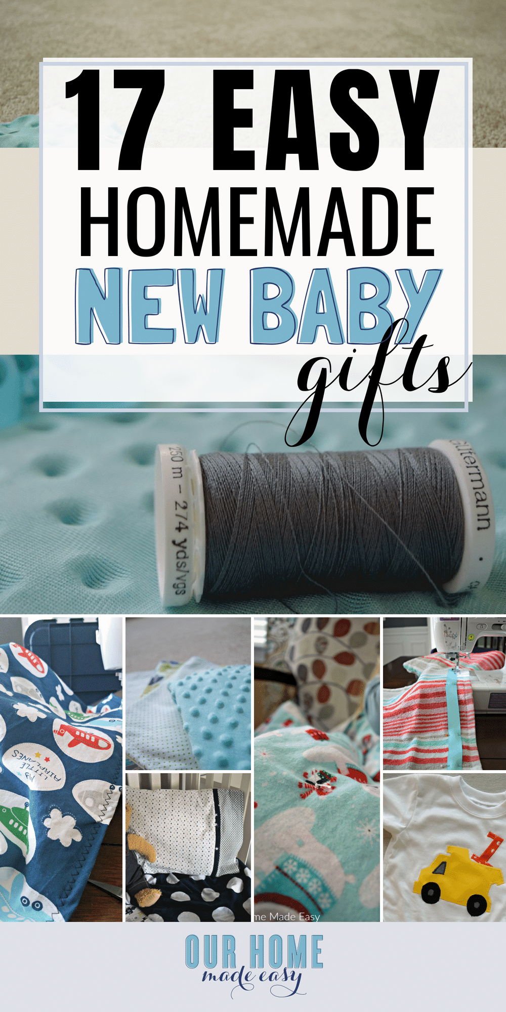 These easy homemade baby gifts are perfect for any new mom! You can DIY baby shower gifts quickly! #baby #newmom #sewing #newborn