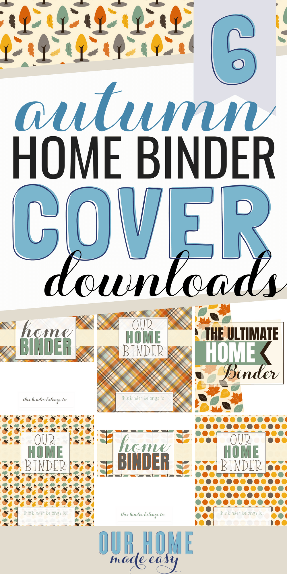 6 FREE Autumn Binder Covers for your Home Binder, just in time for fall