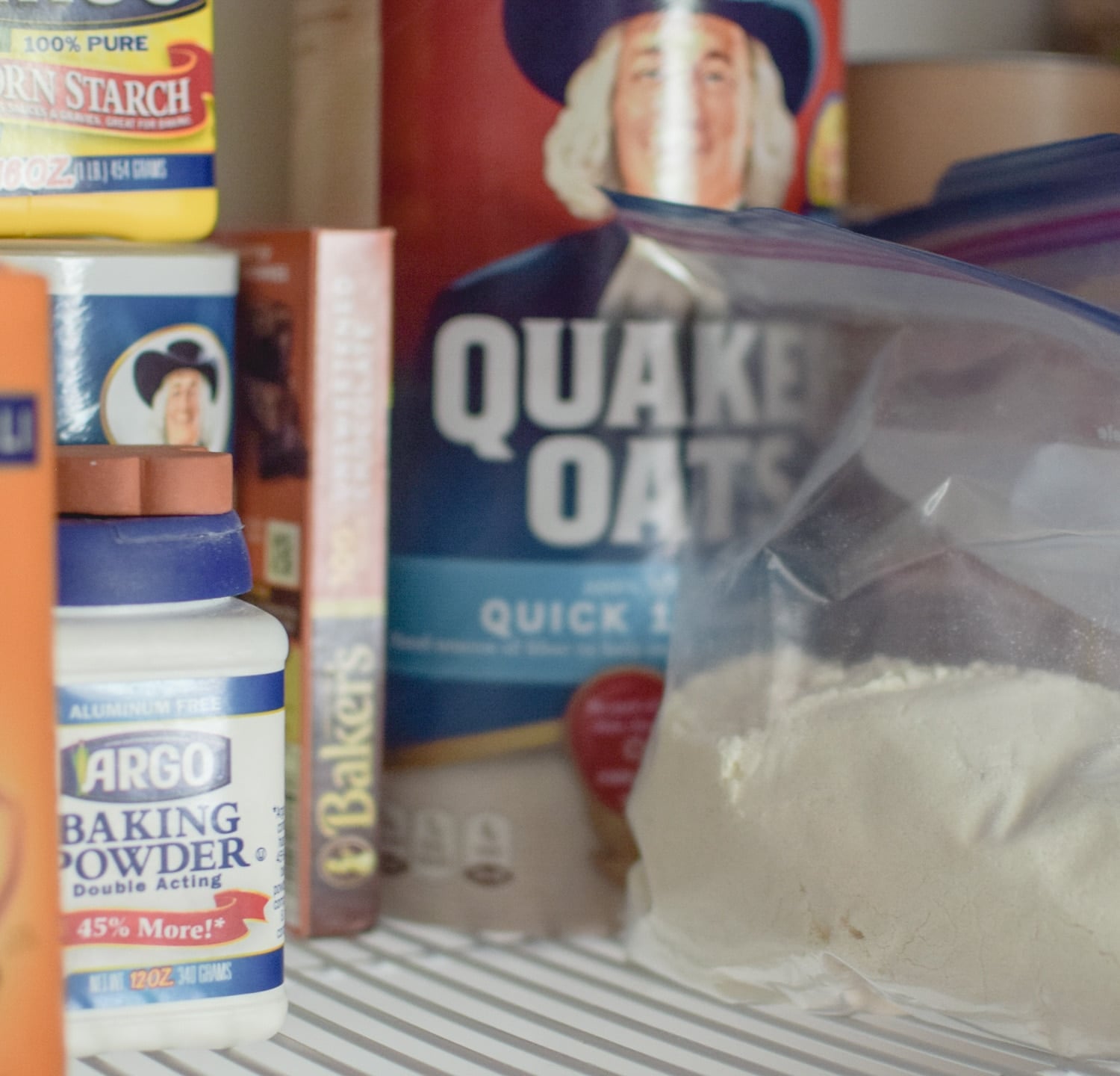 Baking powder, flour, and oatmeal are easy pantry staples you should always have on hand