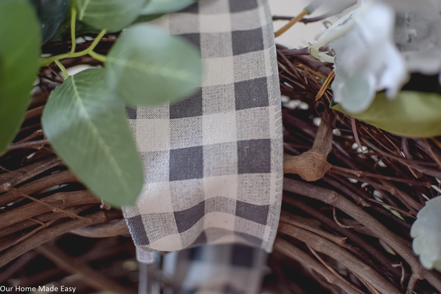 Plaid ribbon is a great way to add simple touches of fall home decor