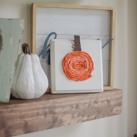 Fabric Pumpkins On Wood Board