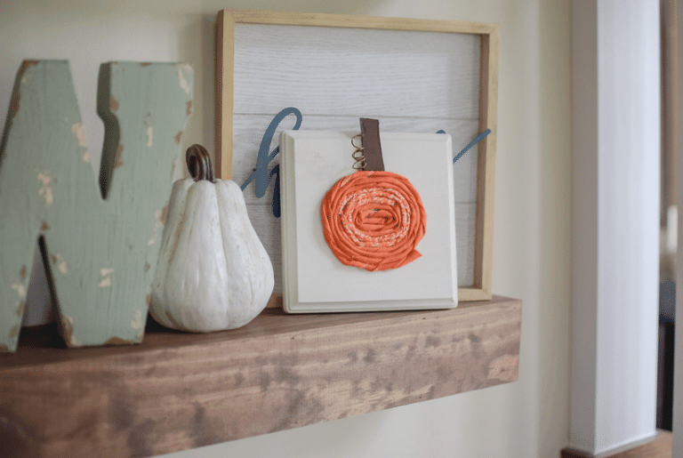 Fabric Pumpkins On Wood Board