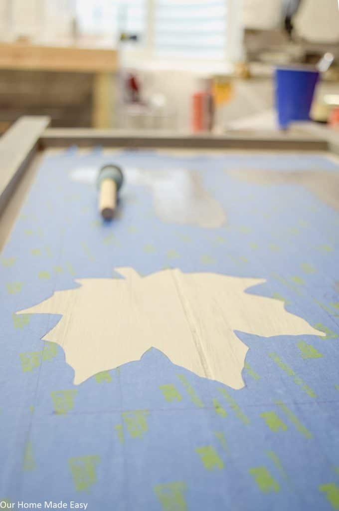 closeup of DIY exacto knife cut