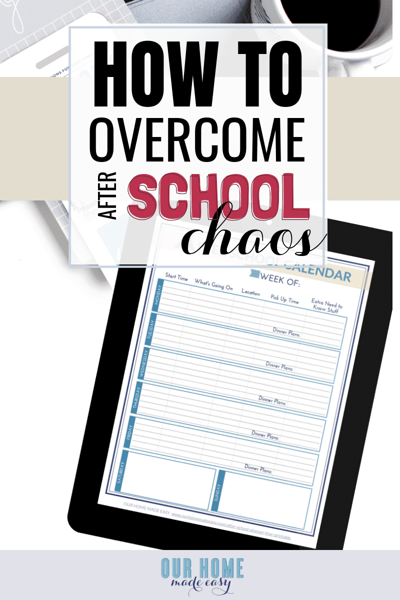 Get this after school planner free printable to help you overcome the evening chaos. Download the free printable and stop feeling so overwhelmed. #school #planner #organize #student