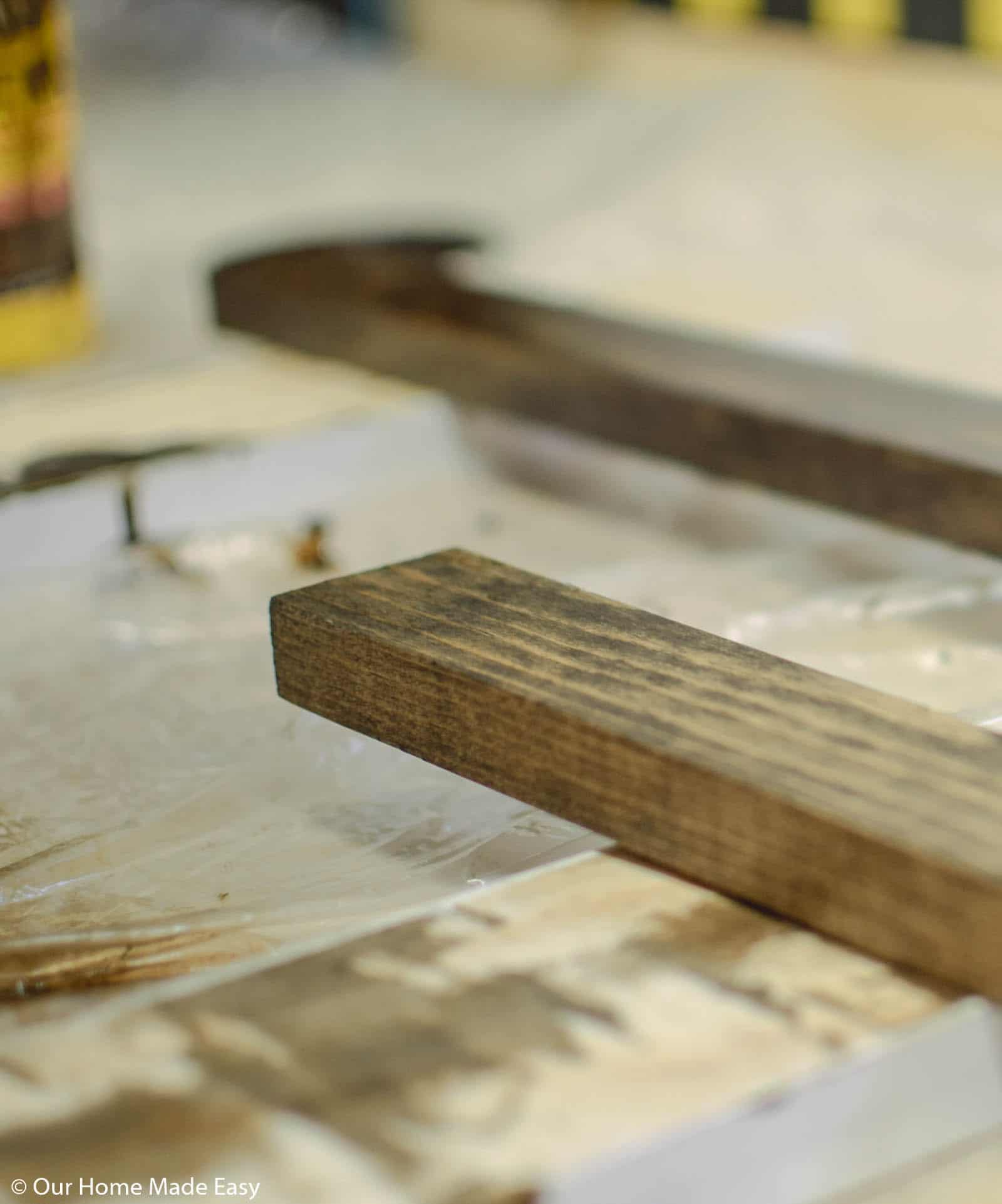 use a stain to add color to the advent calendar frame