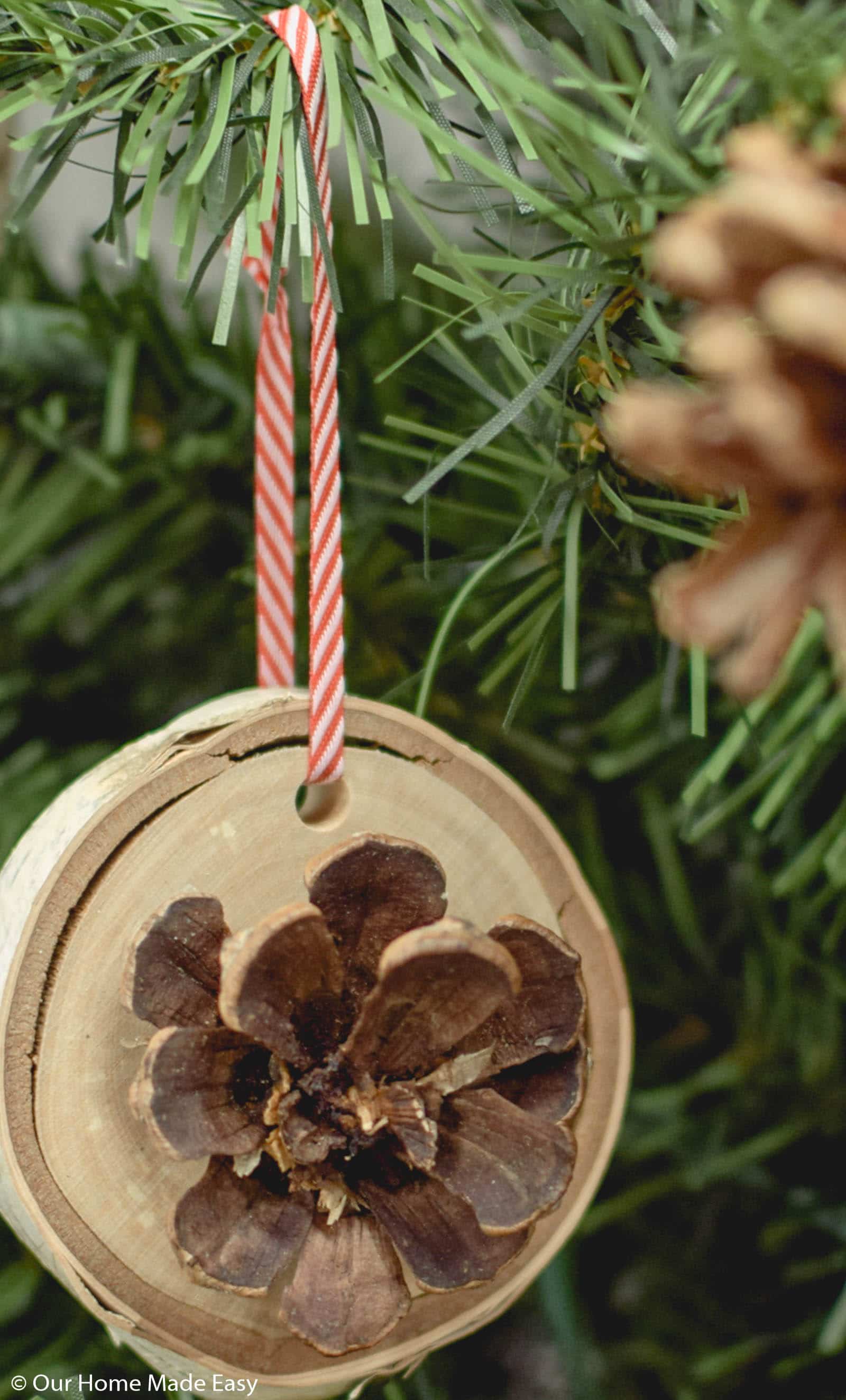 These wood slice ornaments are the perfect rustic touch to add to your Christmas tree