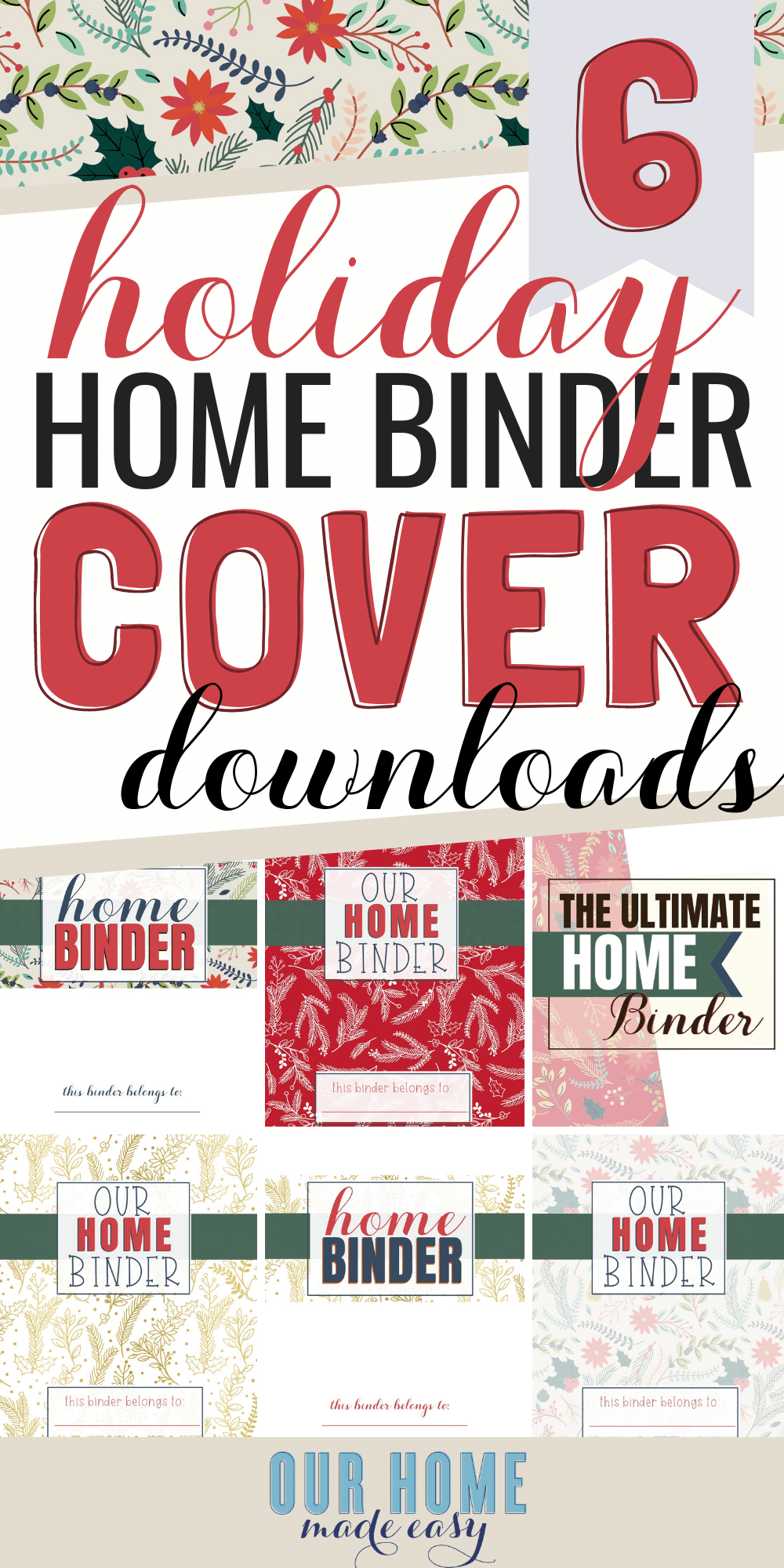 6 FREE Holiday Home Binder Covers