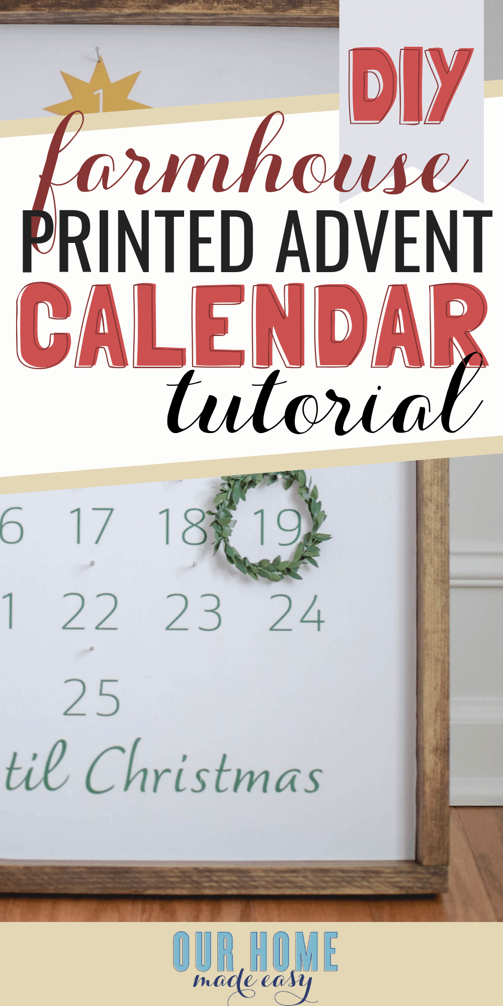 DIY Farmhouse advent calendar tutorial - how to make a simple wood advent calendar