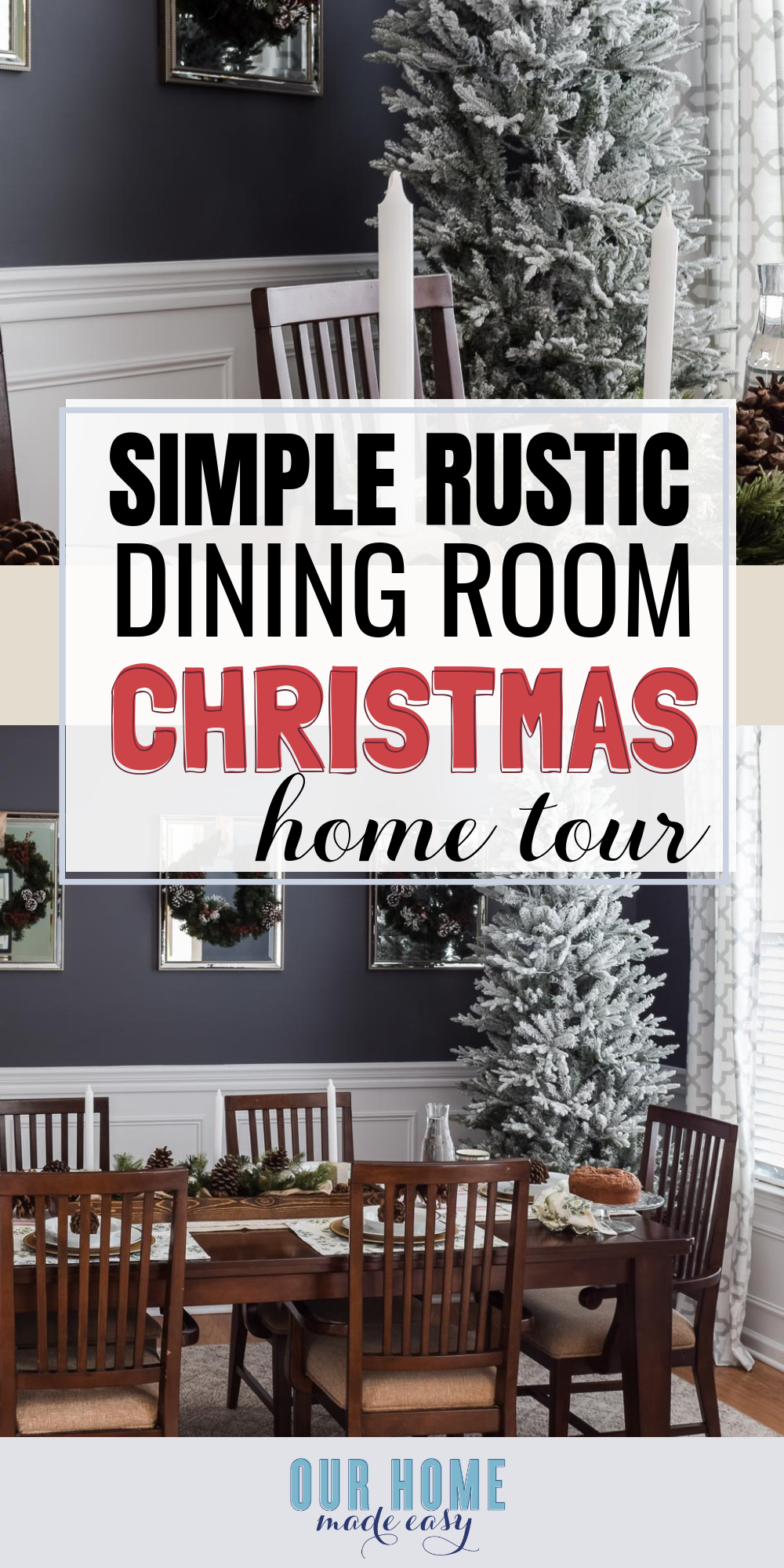 Simple Rustic Dining Room Christmas Decor: a tour of our warm and bright dining room decked out for Christmas morning