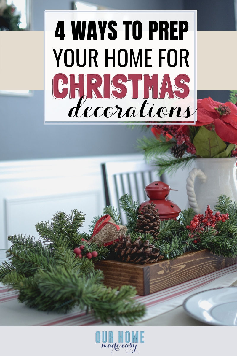 Are you ready to jump into decorating for Christmas? Before you start, prep for just a few extra minutes to make your entire decorating task a little bit easier to manage. 