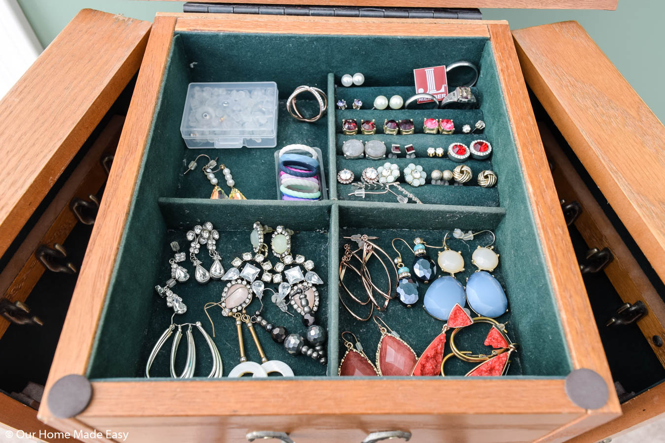 I pared down on my earrings and only kept the earrings and rings that I wore often