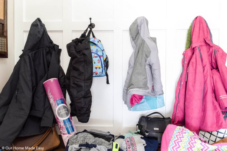 View of DIY Mudroom Organization for Small Spaces - Our Home Made Easy