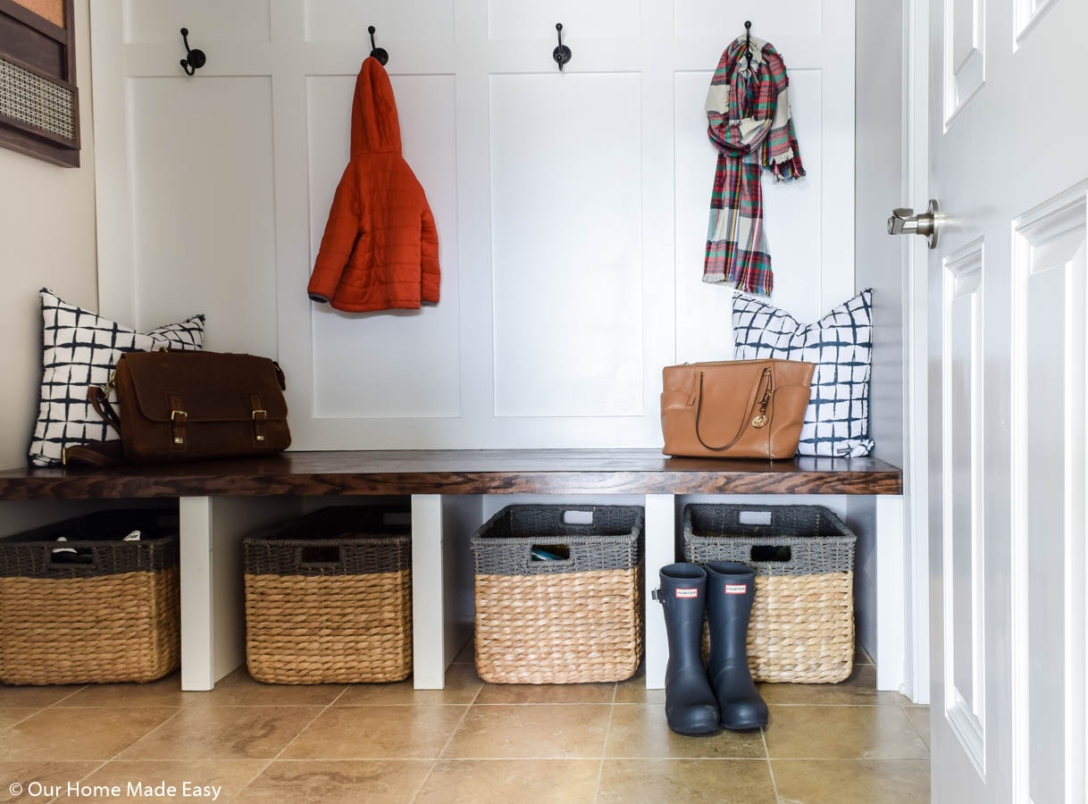 It just takes a few simple steps to keep a small space like the mudroom organized