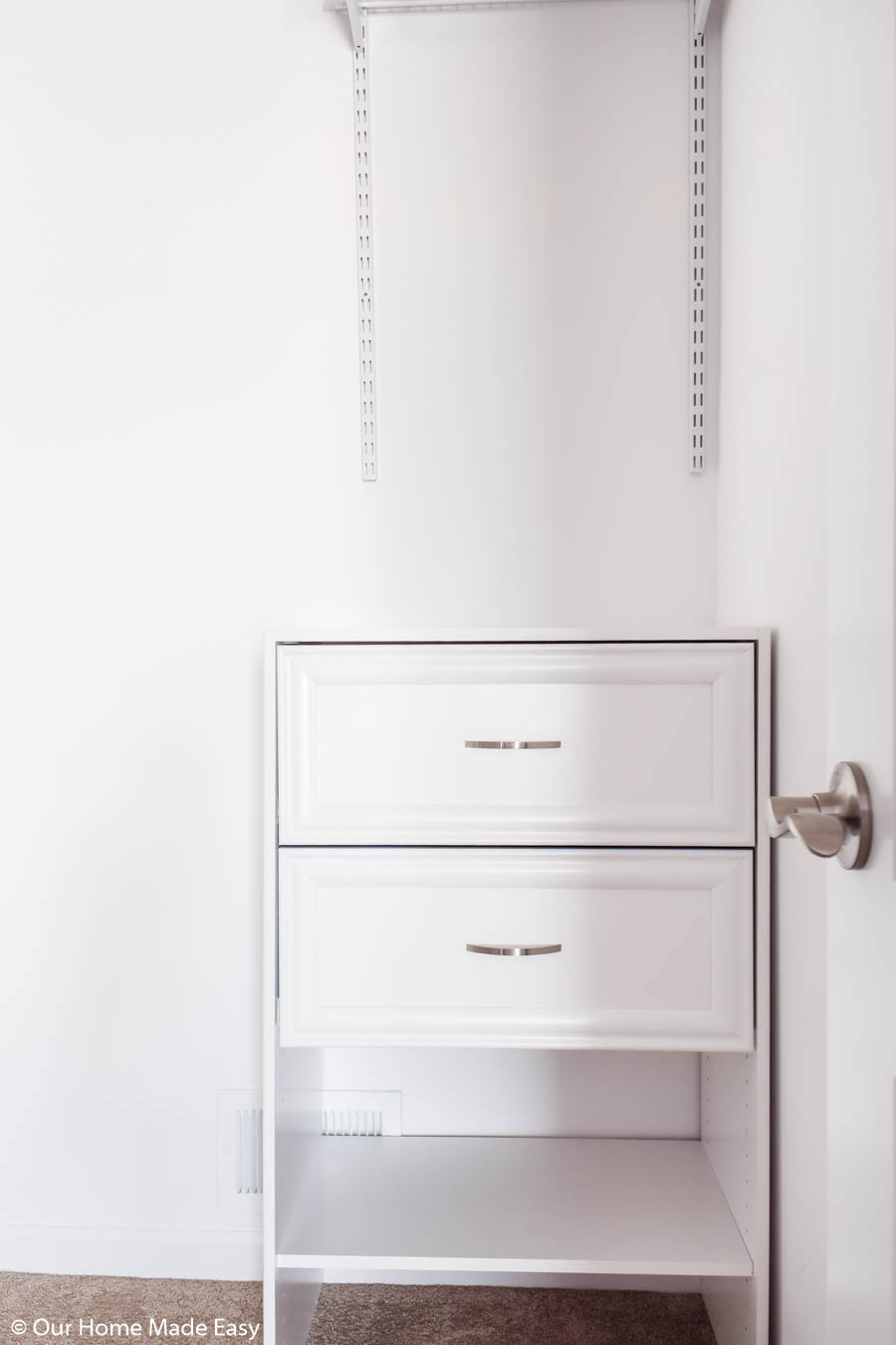 This new 2 drawer dresser add the perfect amount of storage in our daughter's bedroom closet