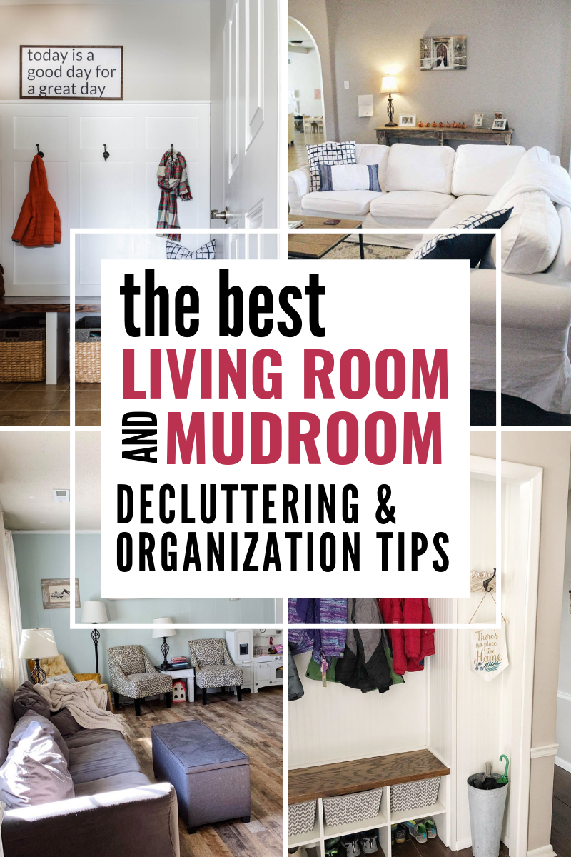 Easy & simple living room & rum organization ideas! Simple delcuttering tips for making your home organized! #homedeocr #organized #ourhomemadeeasy