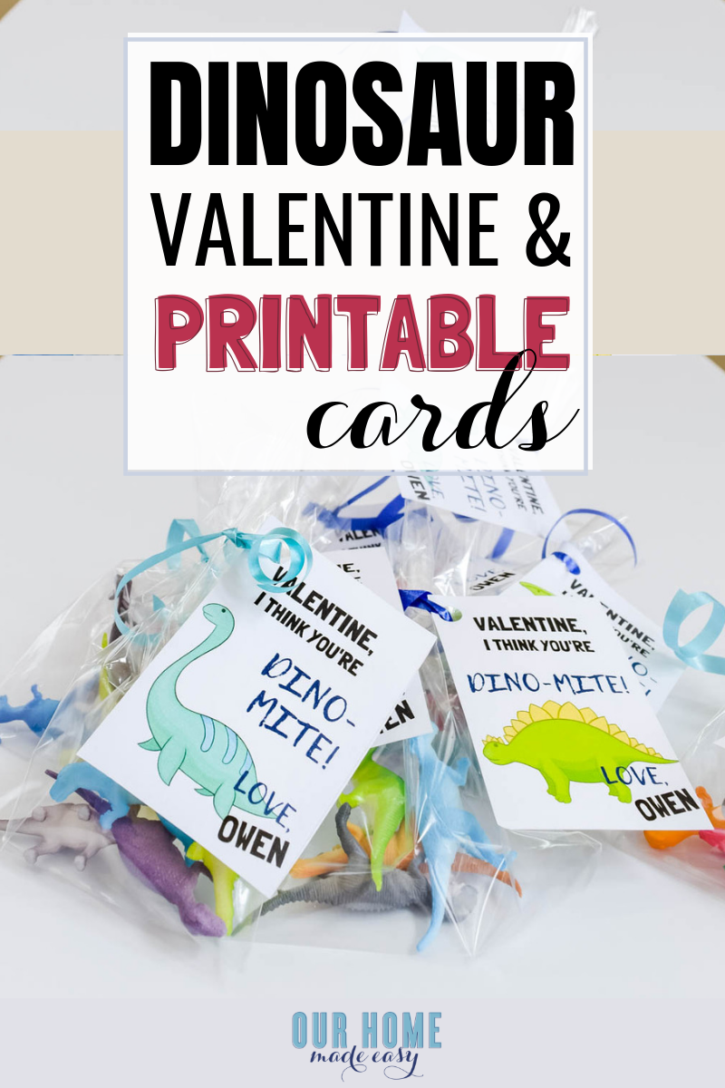 DIY Dinosaur Valentines Cards with this free printable! Download it and make your own fun valentines for school for kids! #valentinesday #valentinesdayschool #valentinesdaycard #ourhomemadeeasy