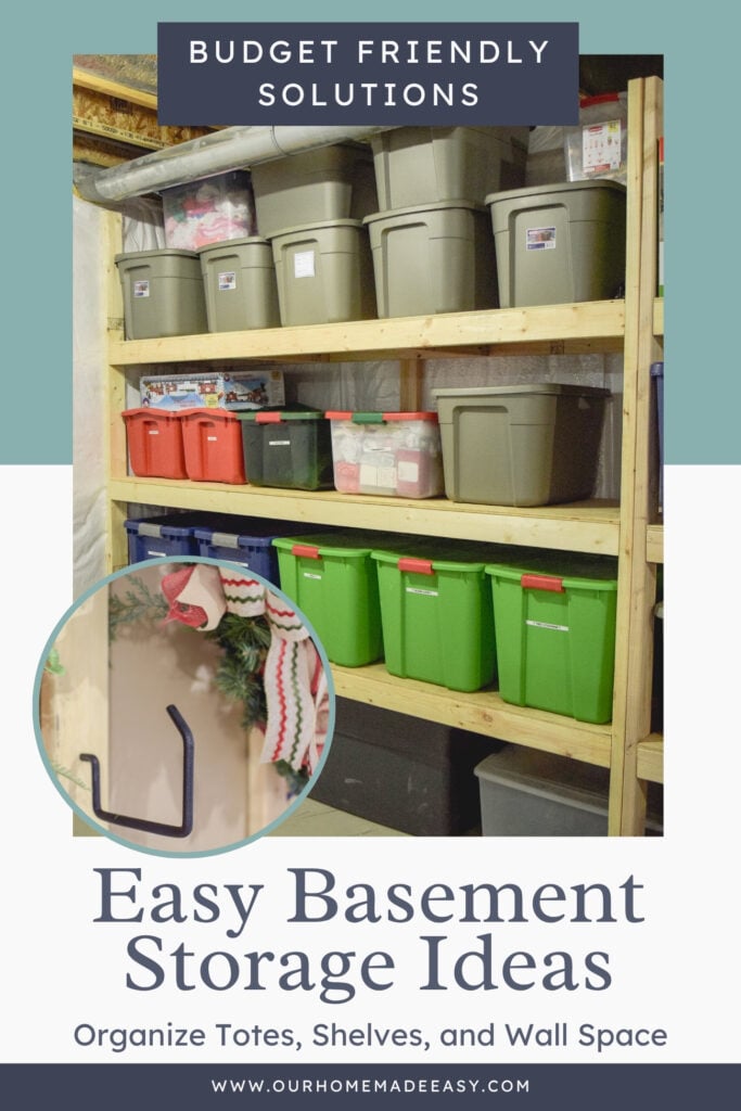These 3 easy basement storage ideas will help you organize plastic totes, plan practical DIY shelving, and use vertical wall space.